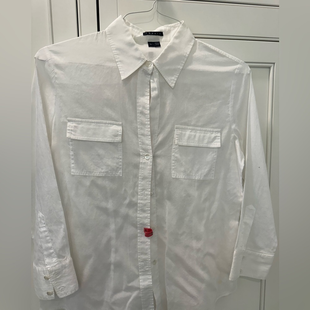 Theory Size Large White Button Up - image 1